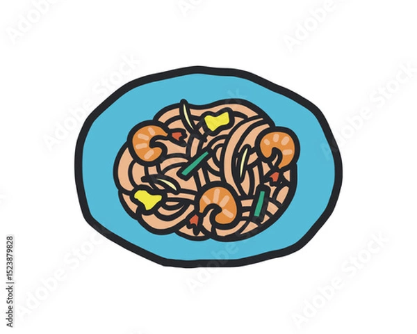 Obraz パッタイのラフな線あり手描きイラスト