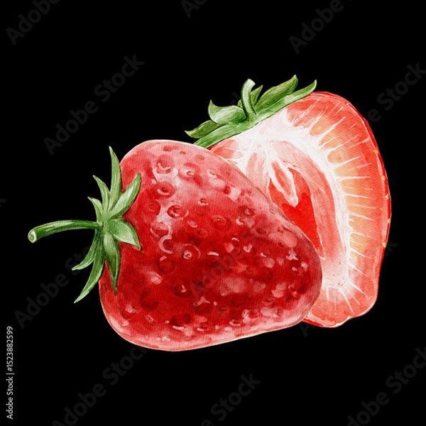 Obraz strawberry illustration on black background