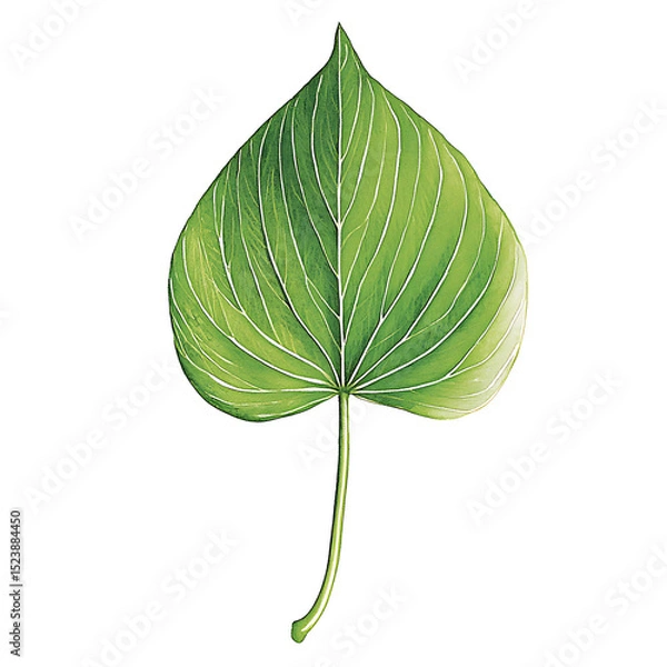 Obraz Vibrant green leaf with white veins transparency background close