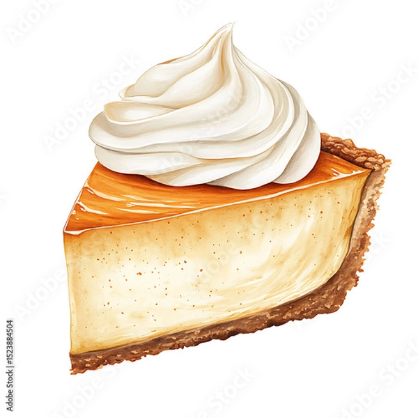 Obraz Creamy cheesecake with graham cracker crust topped with whipped