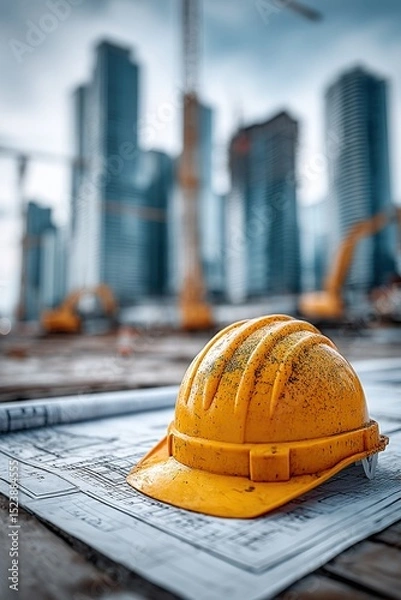 Obraz Construction Helmet on Plans. (1)