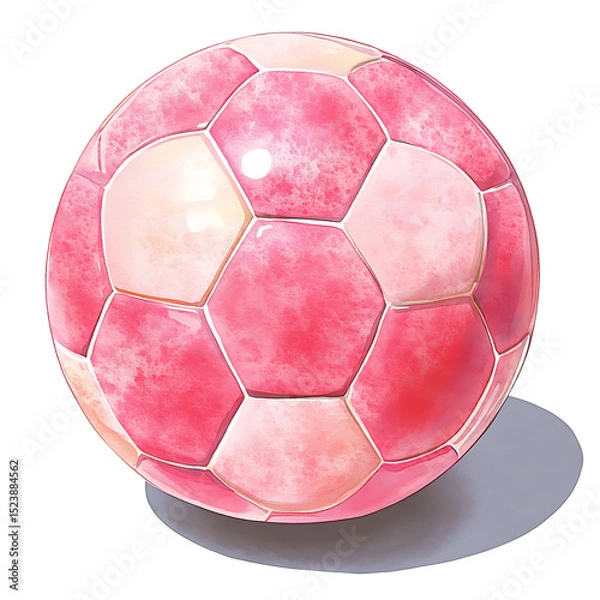Obraz Pink and white soccer ball with shiny surface and shadow vibrant