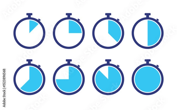 Obraz Clock icon collection. Time, stopwatch, isolated signs. Vector elements.