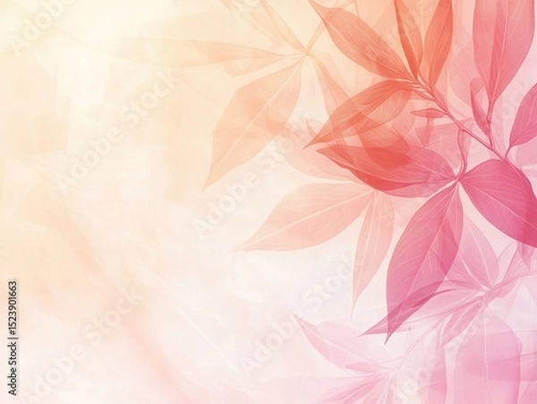 Fototapeta Soft Blurry Abstract Floral Leaves Overlay Design with Natural Light Background