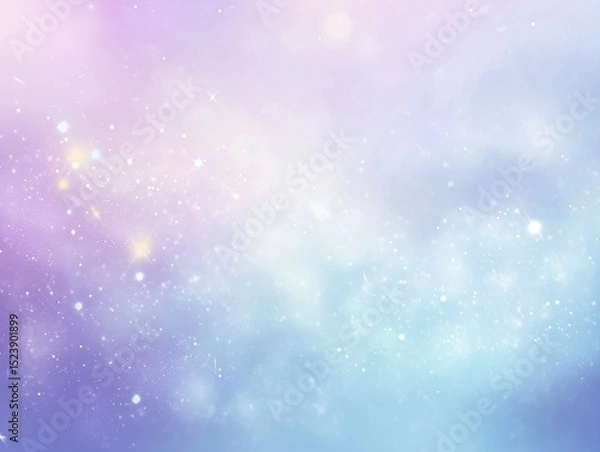 Fototapeta Ethereal Dreamy Sky Background with Sparkling Dust and Soft Glowing Bokeh Lights