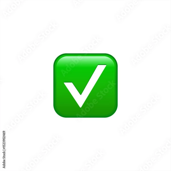 Fototapeta Green check mark emoji icon. Isolated. Vector 10 eps.