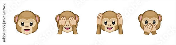 Obraz Vector flat monkey emoji, 10 eps.