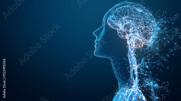 Obraz Human Brain Network Abstract Illustration on Transparent Background