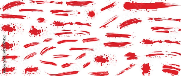 Fototapeta Red Paint Strokes and Splatters, Vector Illustration.