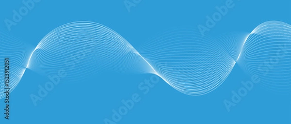 Fototapeta Abstract wave lines in blue gradient on minimalist background. Futuristic and dynamic look, perfect for tech, digital, and modern design projects.