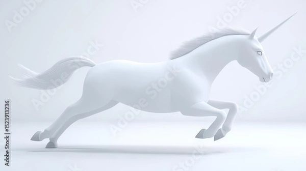 Fototapeta Leaping Unicorn: A 3D Render