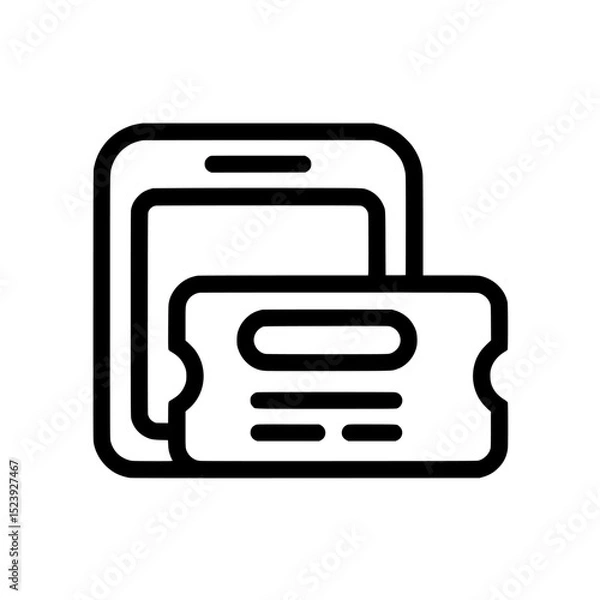 Fototapeta Electronic entry or pass coupon application is represented by a digital E ticket icon, a modern emblem