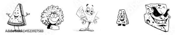 Fototapeta The character in question is a humorous and charming representation of cheese, specifically embodying the spirit of the 1960s and 1970s with its funky and amusing persona, often depicted as a wedge