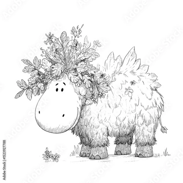 Fototapeta The indricotherium, a prehistoric mammal from the Oligocene epoch, has become a funny and isolated character in modern times, despite being an extinct animal