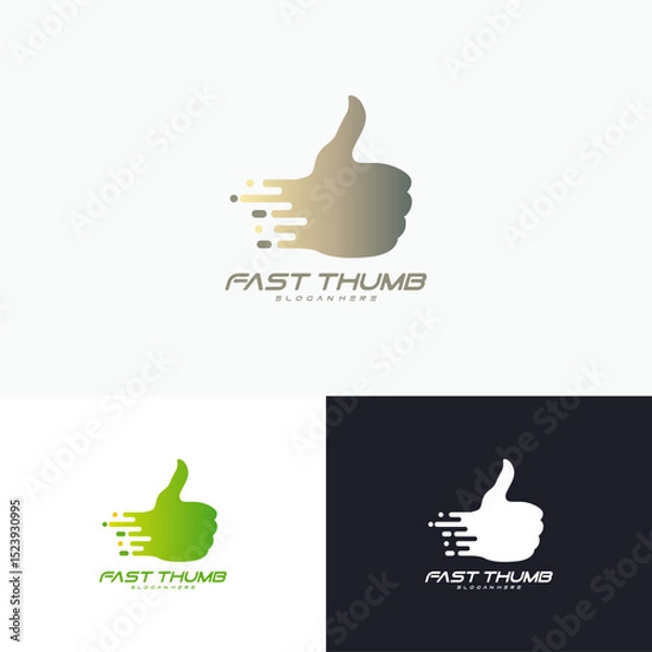 Fototapeta Pixel Thumb Logo designs concept vector, Fast Thumb Logo template