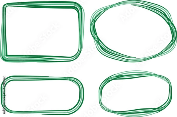 Fototapeta green colorful abstract scribble outline hand drawn frames set