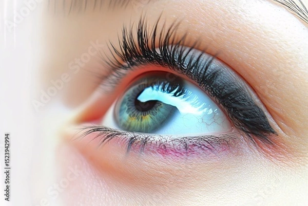Obraz Side View Close-Up of a Gray Eye with Natural Tones and Detailed Eyelashes