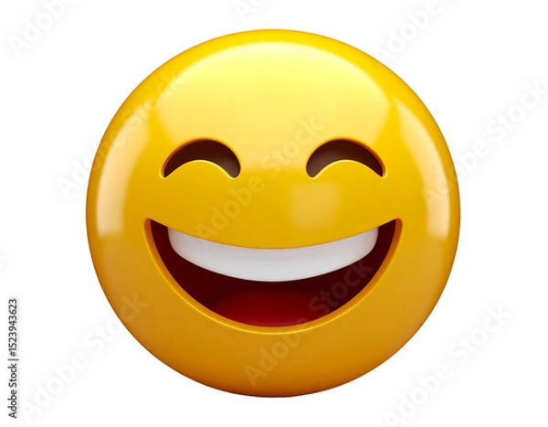 Fototapeta 3d rendered happy emoji face isolated on transparent background
