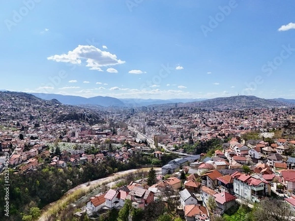 Fototapeta Panoramic View of a Scenic Cityscape of Sarajevo