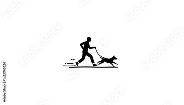 Obraz Person jogging with dog on leash