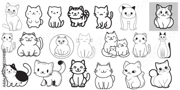 Obraz Anime cats vector set