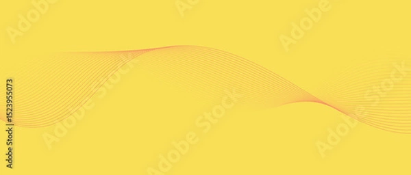 Fototapeta Abstract wave lines in yellow orange gradient on minimalist background. Futuristic and dynamic look, perfect for tech, digital, and modern design projects.