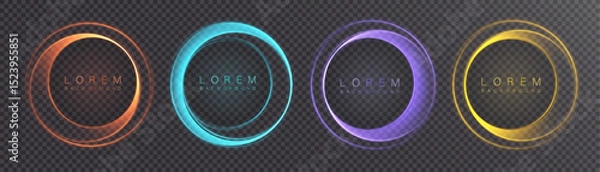Obraz Set of bright rings in blue, orange, purple and yellow with soft glow and energetic outline. For futuristic panels, interfaces, screensavers and sci-fi scenes.