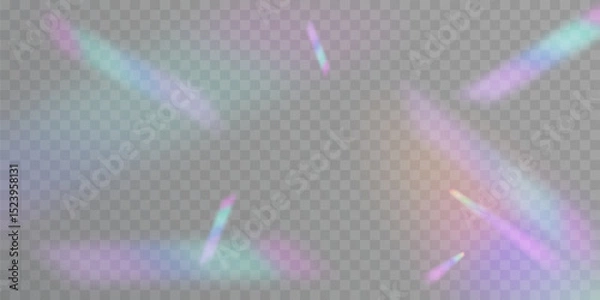 Obraz Holographic glare with soft rainbow tints of light on a transparent background. Vector light effect.