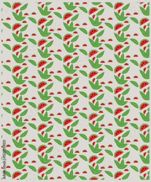 Fototapeta Cute watermalon seamless pattern for textile, wrapping, wallpapers, etc. Sweet red ripe watermalons on red, Vector illustration.