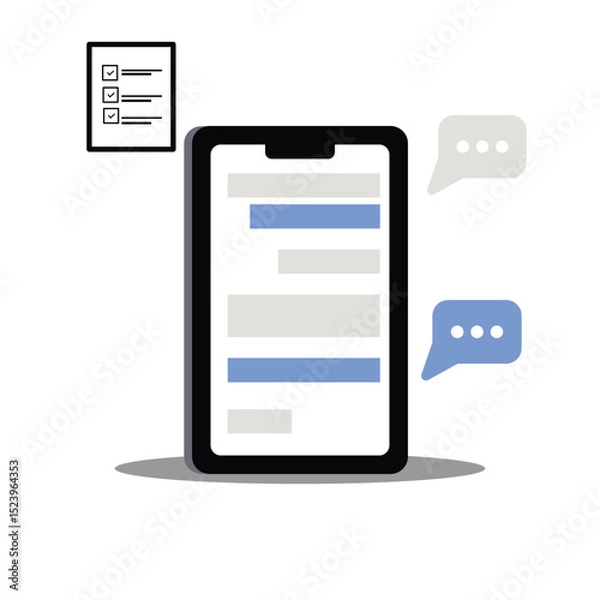 Obraz Modern Smartphone Messaging and Task Checklist Illustration