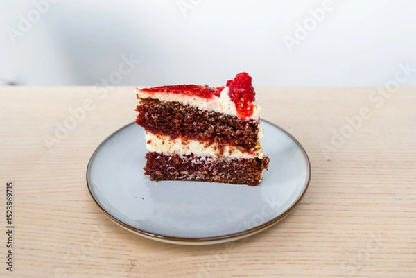 Fototapeta A slice of red velvet cake.