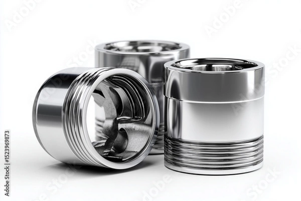 Fototapeta Engine pistons of internal combustion engine isolated on white background close up..
