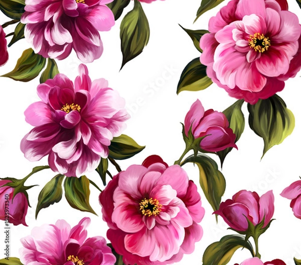 Obraz Painting flowers pattern. Seamless floral pattern design