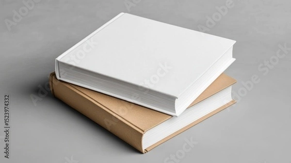Fototapeta Two books stacked on a gray surface