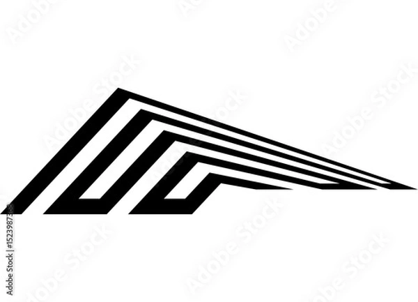 Fototapeta Vector sports pattern of thick black lines on a white background. Abstract design element. Trendy striped vector background. For sports car, boat, sportswear, toys. Arrow, maze. Speed
