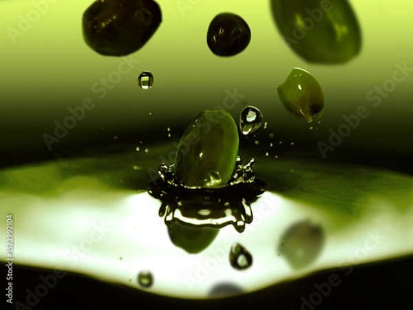 Obraz Olives falling into olive oil
