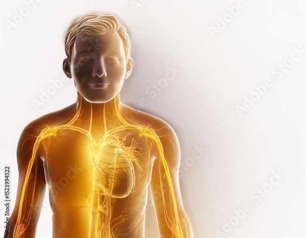 Obraz Boy showing cardiovascular and nervous systems