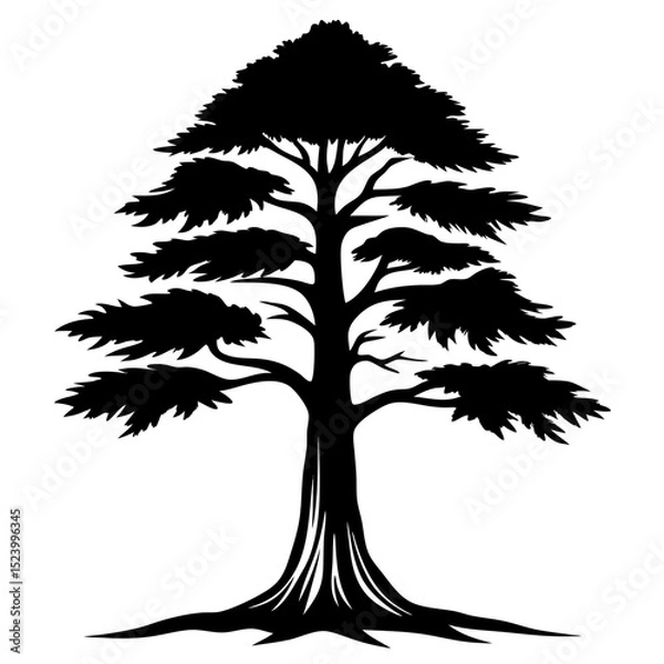 Fototapeta Black and white sketch of bald cypress tree with fine pencil detail