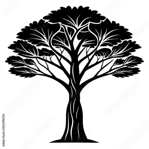 Fototapeta Dramatic big tree vector drawn in black and white pencil sketch style