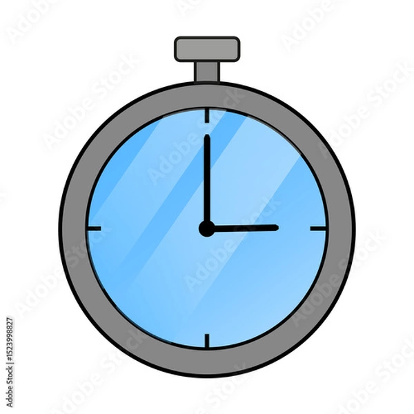 Obraz Flat Stopwatch Icon at 3 O'clock  – PNG Format with Transparent Background for UI and Infographic Design