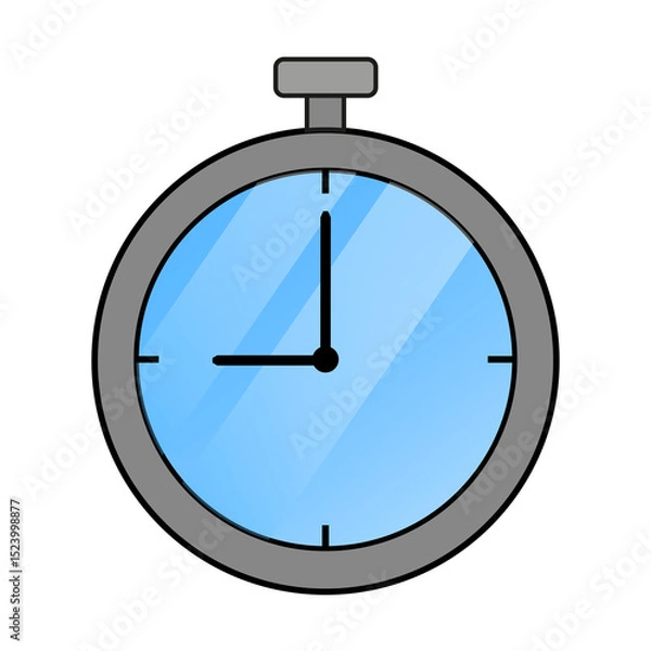 Obraz Flat Stopwatch Icon at 9 O'clock  – PNG Format with Transparent Background for UI and Infographic Design