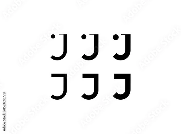 Obraz Logo letter J, set of six different thicknesses