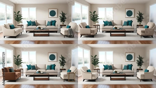 Fototapeta Digital Décor Twins_ AI generates perfect furniture pairings by creating digital simulations beforehand
