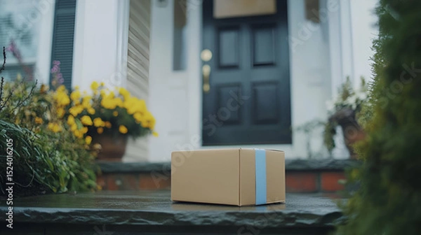 Fototapeta Package Delivery At Front Door Of Home