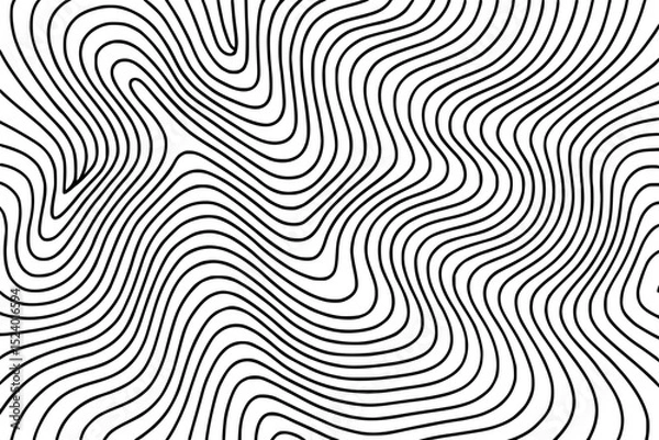 Obraz Abstract wavy lines pattern in black on white background  