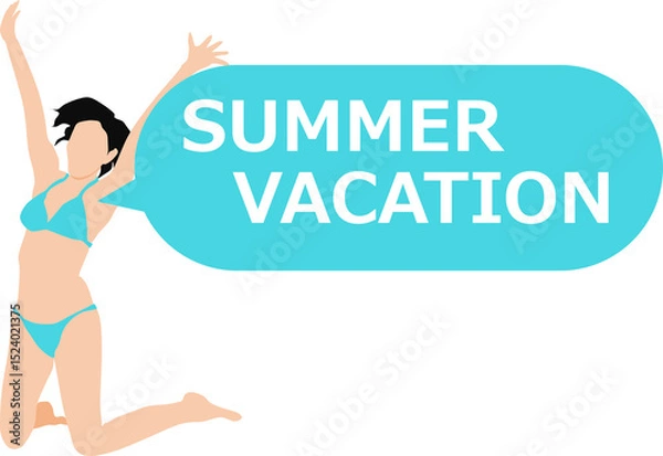 Fototapeta 夏を楽しむ水着を着た女性のイラスト