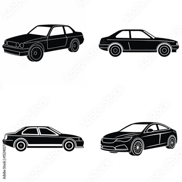 Obraz Minimal Car Icons in Black Silhouette Design