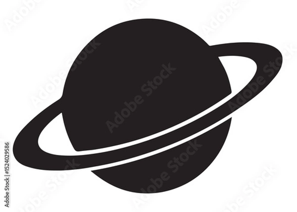 Fototapeta planet saturn logo silhouette vector, saturn logo icon silhouette, simple silhouette vector of planet saturn logo, saturn planet logo silhouette vector illustration on white background