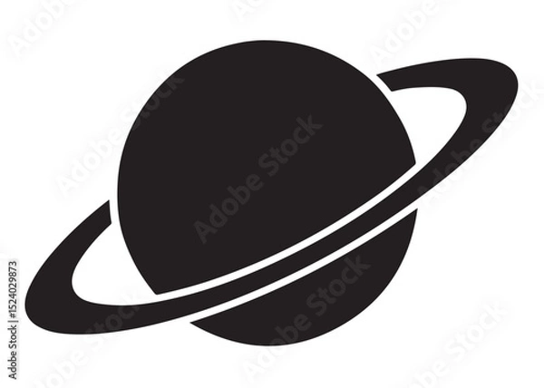 Obraz planet saturn logo silhouette vector, saturn logo icon silhouette, simple silhouette vector of planet saturn logo, saturn planet logo silhouette vector illustration on white background