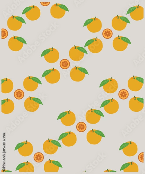 Fototapeta Citrus slices fresh seamless pattern lemon lime  grapefruit orange fruit  summer food illustration isolated on white background